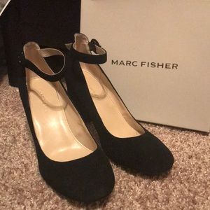 Marc Fisher black suede heels